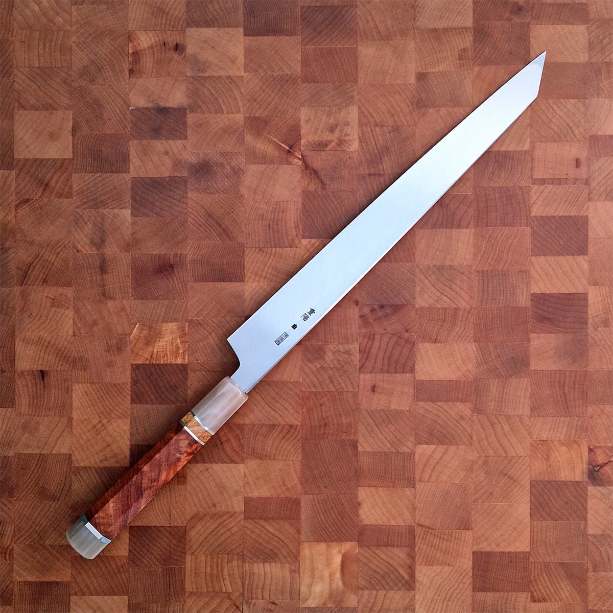 30cm Kiritsuke Yanagiba, Mirror Polished, Shirogami II, inkl Saya - SAKAI KIKUMORI bilde 3