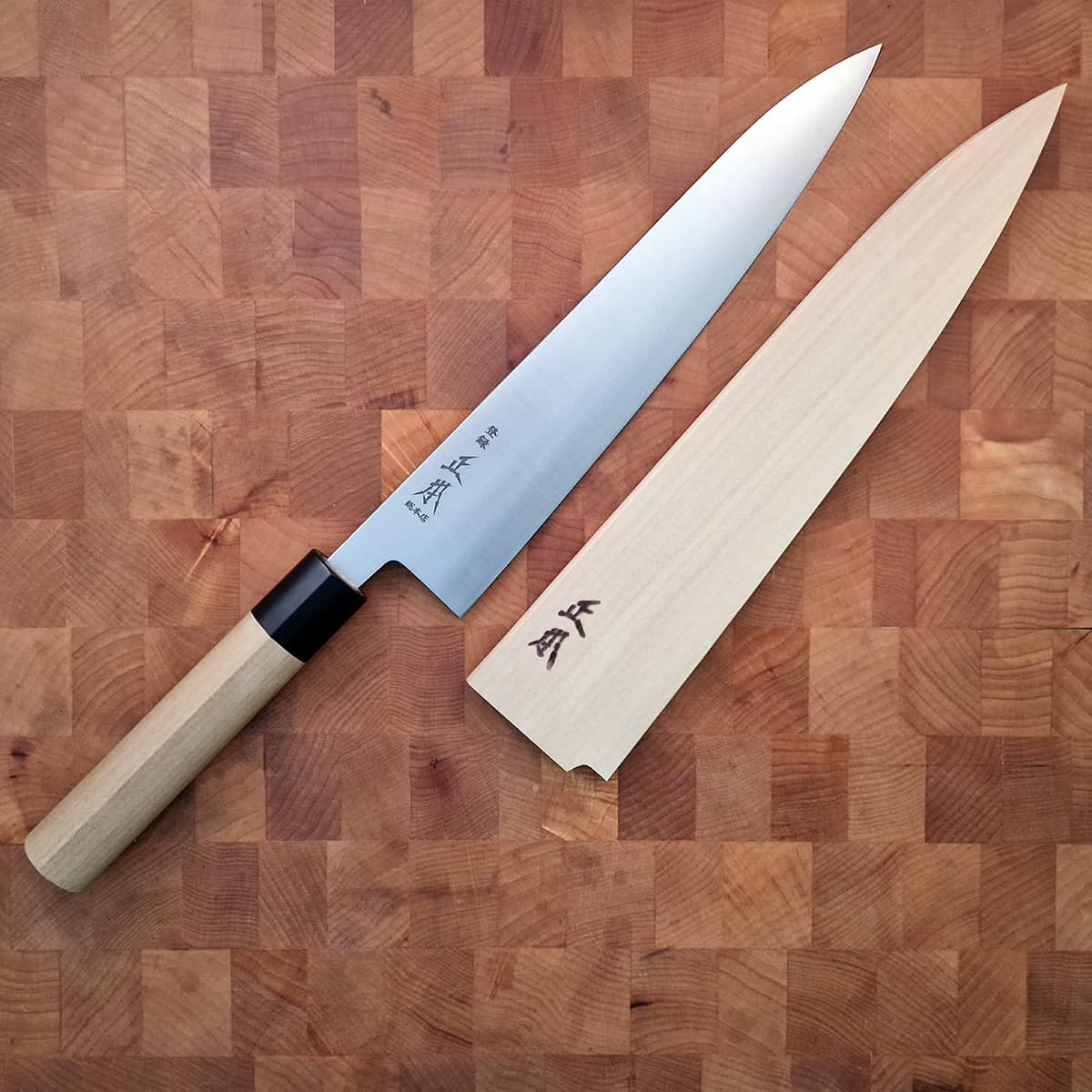 24cm Kokkekniv (Gyoto), Shirogami II, inkl Saya - MASAMOTO bilde 5