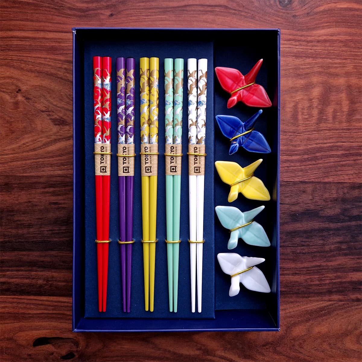 Spisepinner 5 par i gaveeske inkl holder "Crane" - Tokyo design studio