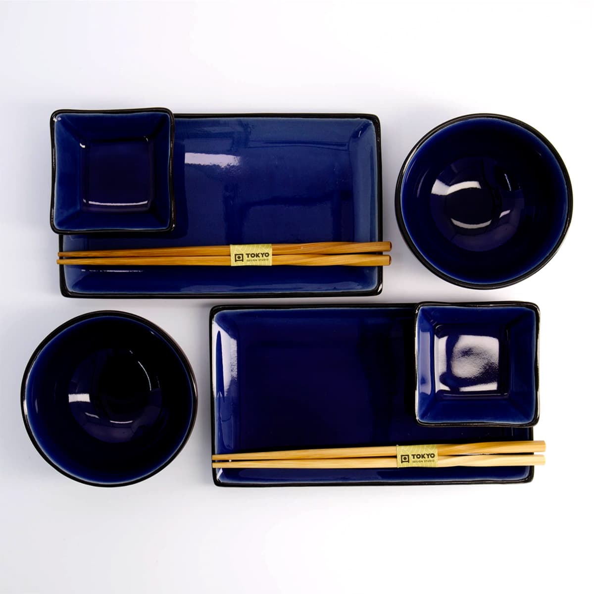 Glossy mørkeblå sushisett 8 deler i gaveeske - Tokyo design studio