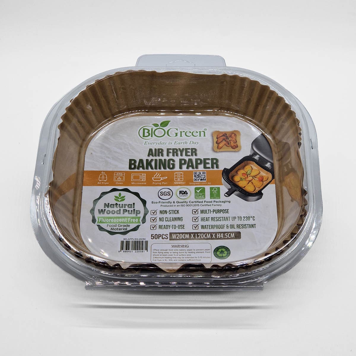 Airfryerpapir 16x16cm, 50stk - BIOGREEN bilde 3