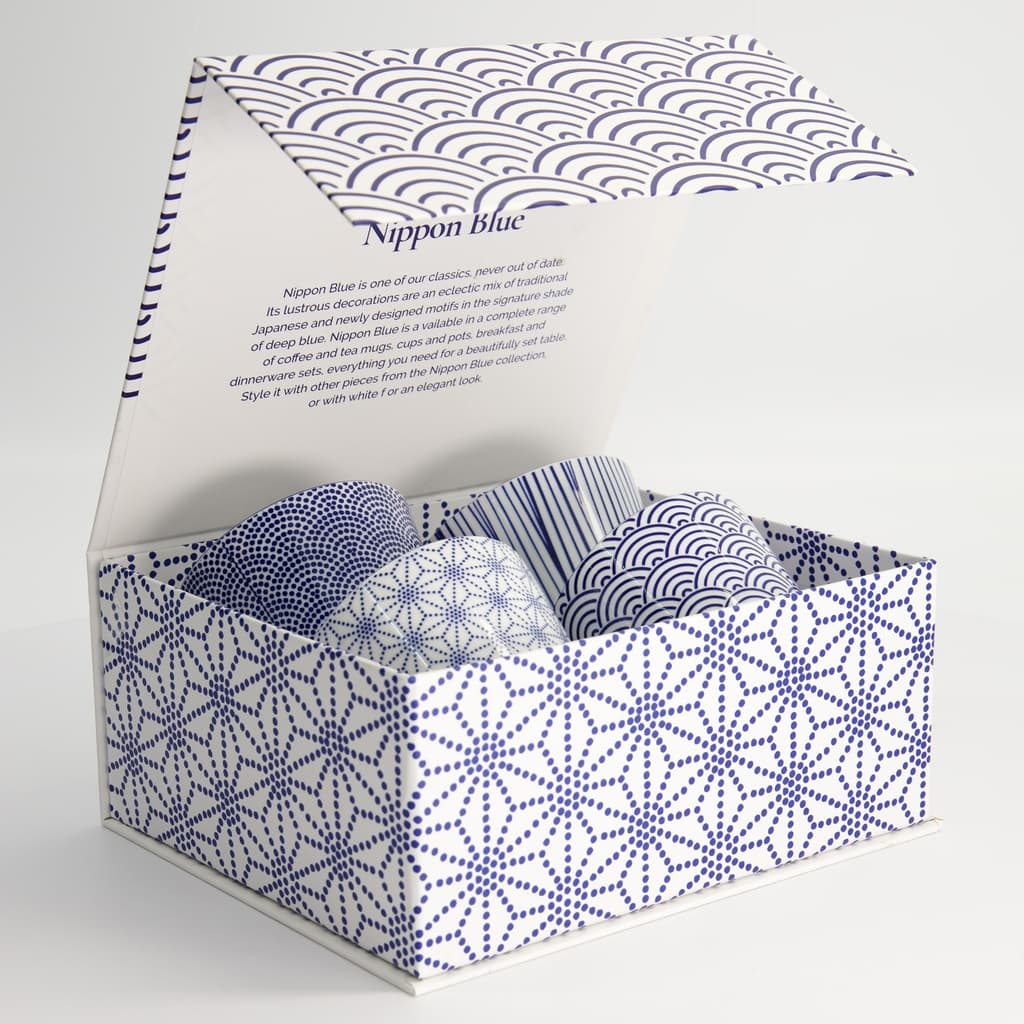 Nippon Blue Tekopper (4 stk.) i gaveeske - Tokyo design studio bilde 4