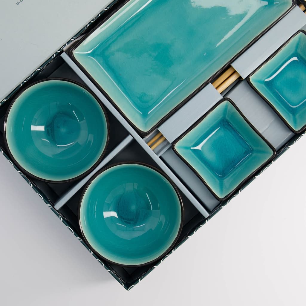 Glossy turkis sushisett 8 deler i gaveeske - Tokyo design studio bilde 5