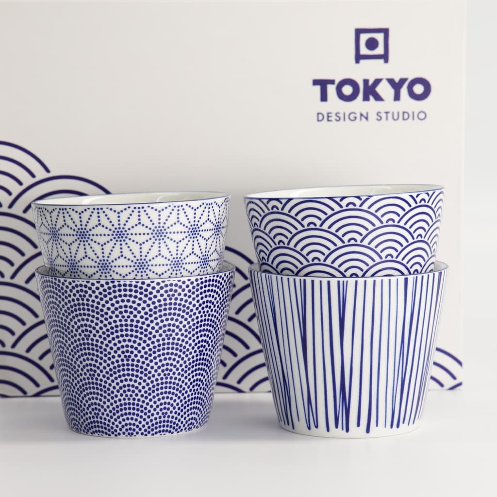 Nippon Blue Tekopper (4 stk.) i gaveeske - Tokyo design studio bilde 2