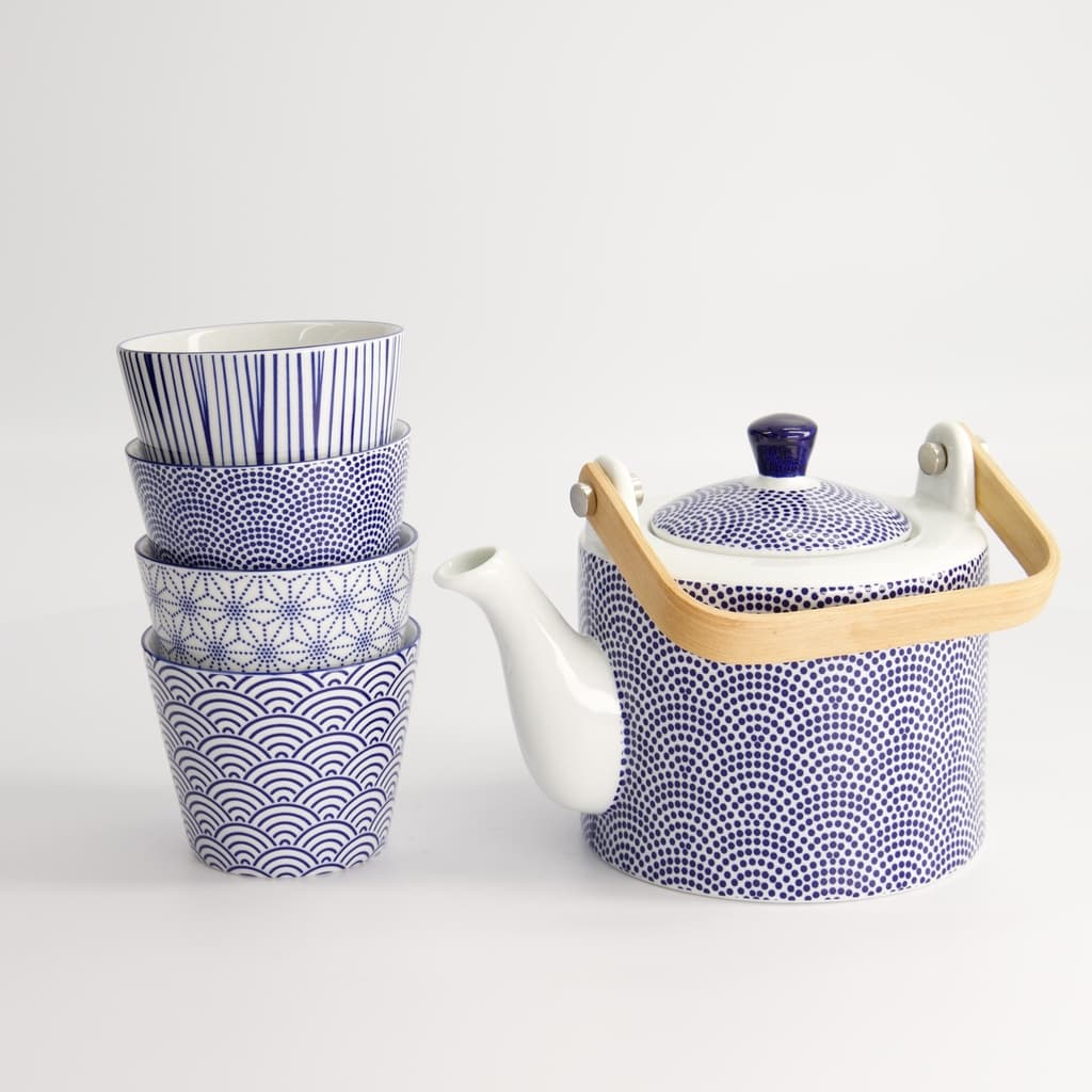 Nippon Blue Te sett i gaveeske, tekanne og 4 tekopper - Tokyo design studio bilde 2