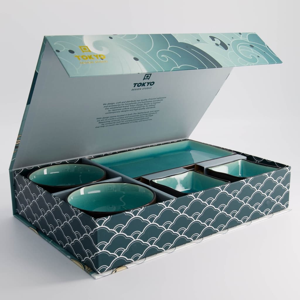 Glossy turkis sushisett 8 deler i gaveeske - Tokyo design studio bilde 2