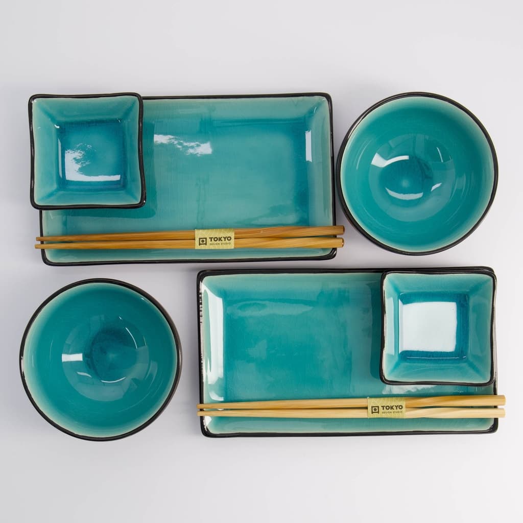 Glossy turkis sushisett 8 deler i gaveeske - Tokyo design studio bilde 3