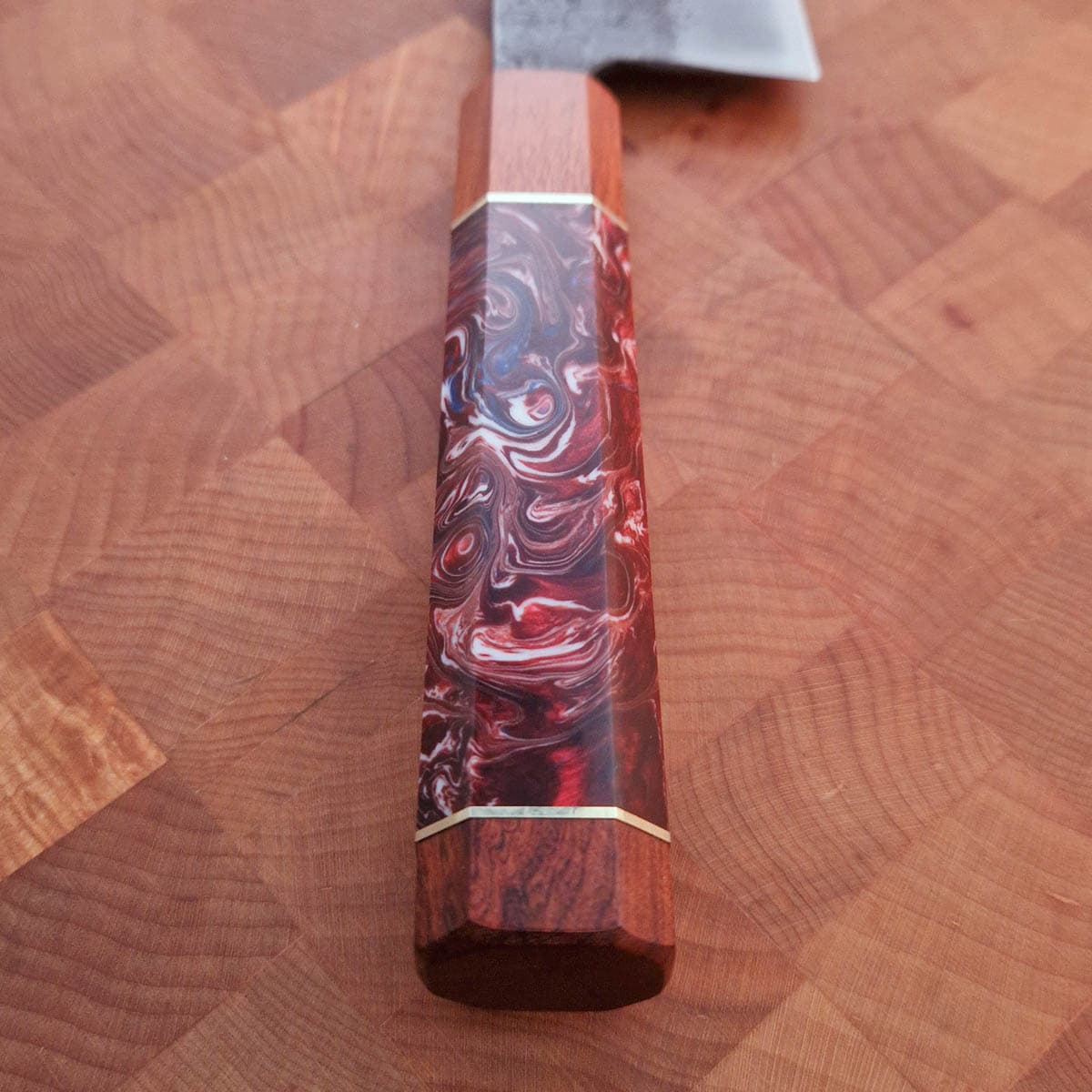 18cm Grønnsakskniv (Santoku) Aogami II, Kurochi &amp; Resin håndtak - MINOMO KAJIYA bilde 3