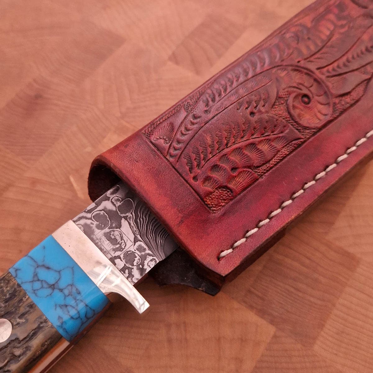 Jaktkniv, "Turquoise, Anthler &amp; Ironwood", SG2 - ITOU bilde 4