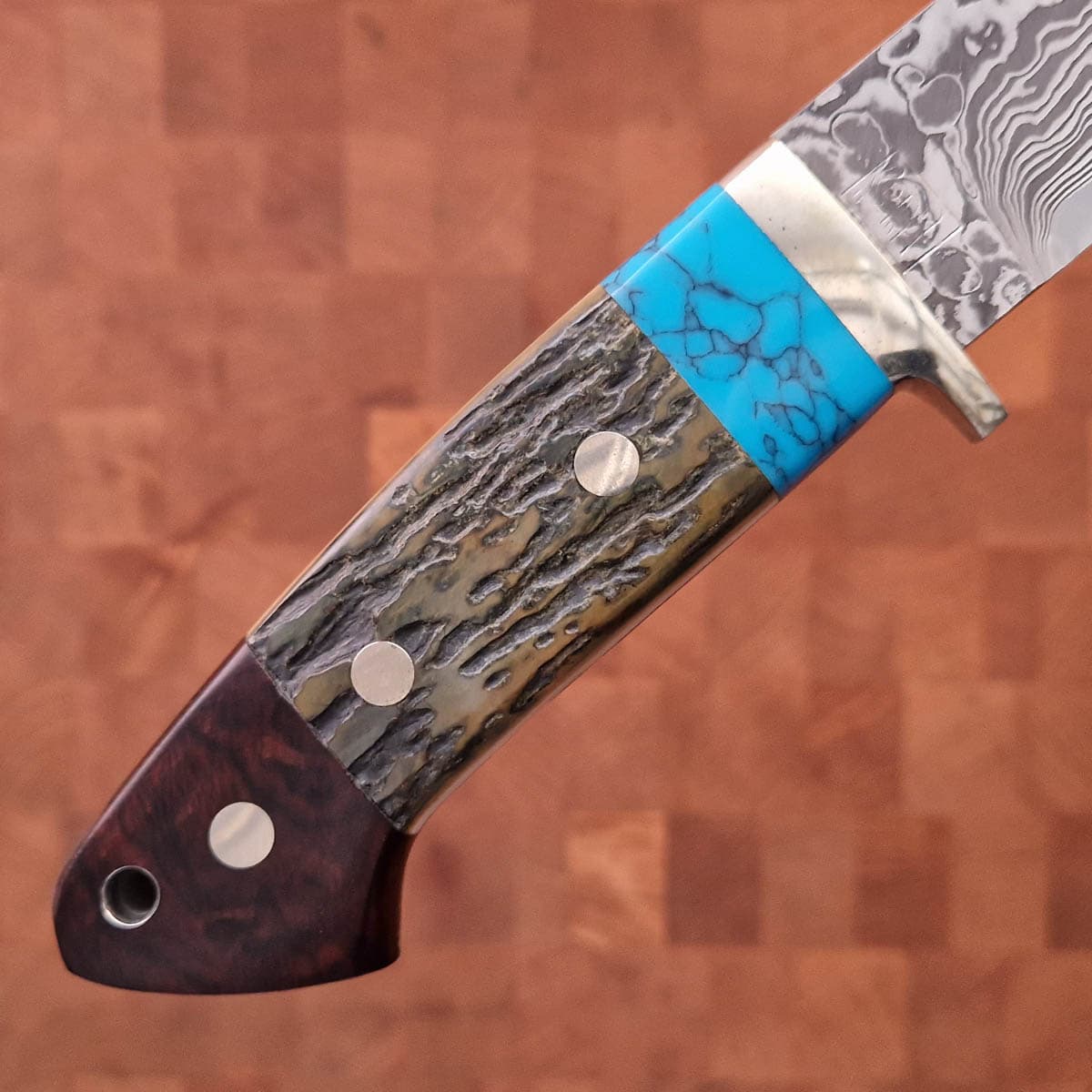 Jaktkniv, "Turquoise, Anthler &amp; Ironwood", SG2 - ITOU bilde 5