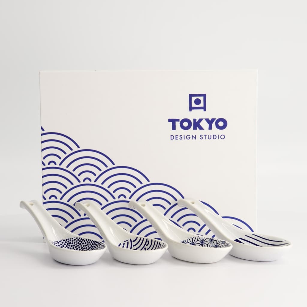 4 stk. Ramenskjer i gaveeske "Nippon Blue" - Tokyo design studio bilde 4