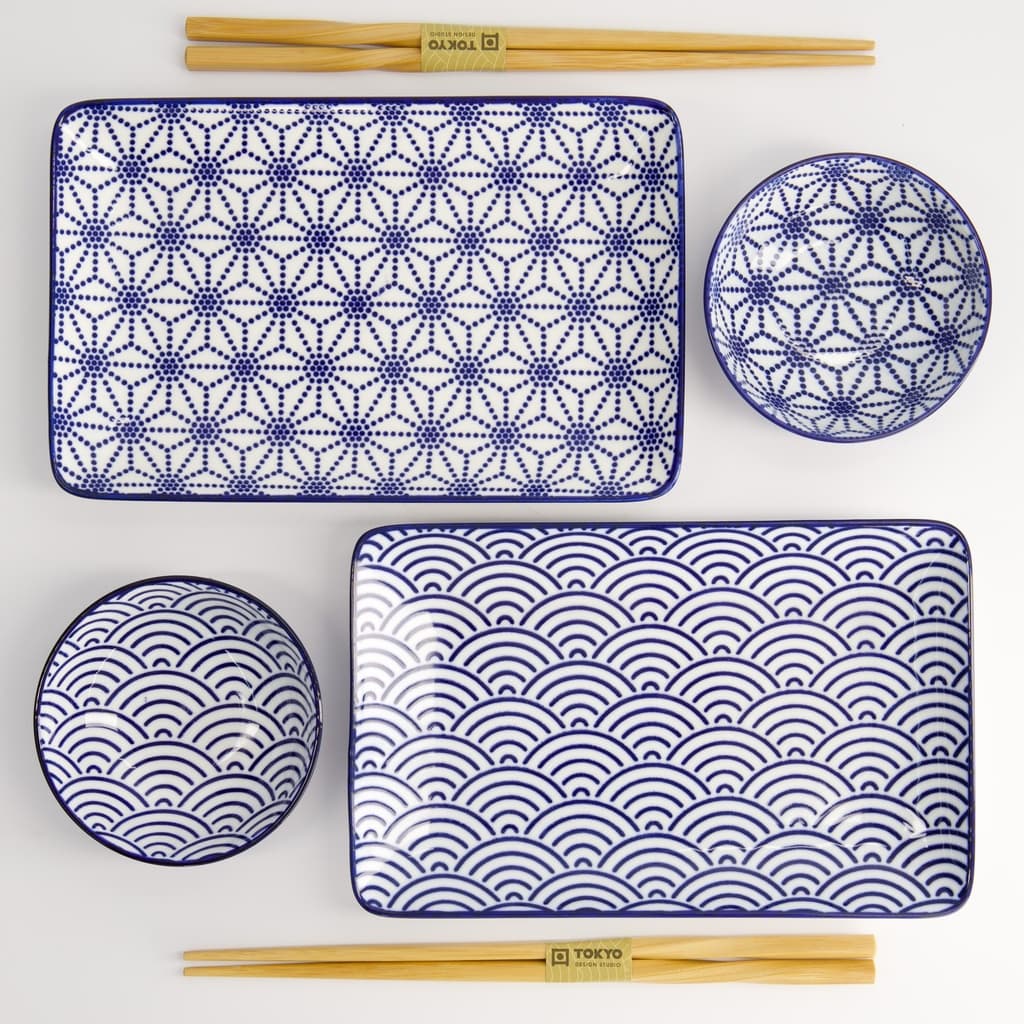 Gavesett, 6 deler, Nippon Blue "stars + wave" - Tokyo Design Studio bilde 2