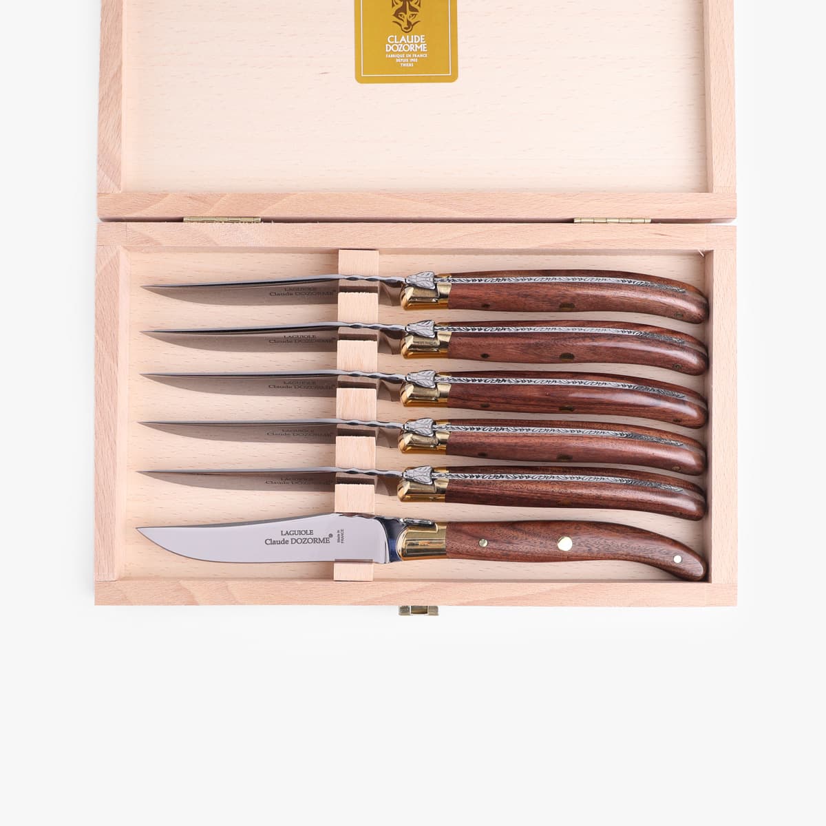 Biffkniver 6. stk vallernia tre - Claude Dozorme Laguiole bilde 2
