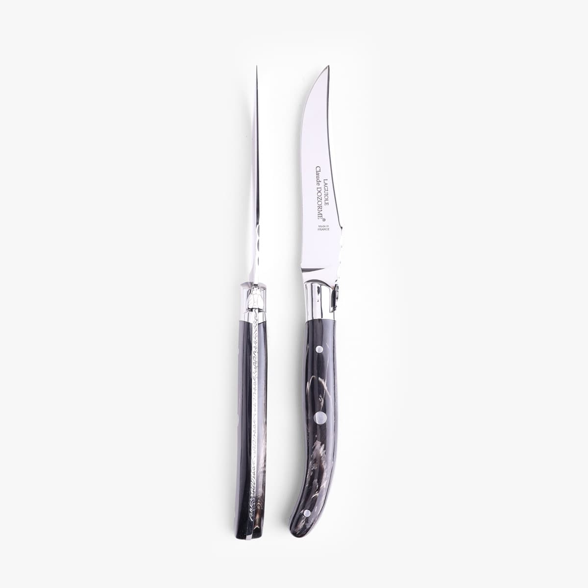Biffkniver 6. stk svart horn - Claude Dozorme Laguiole bilde 3
