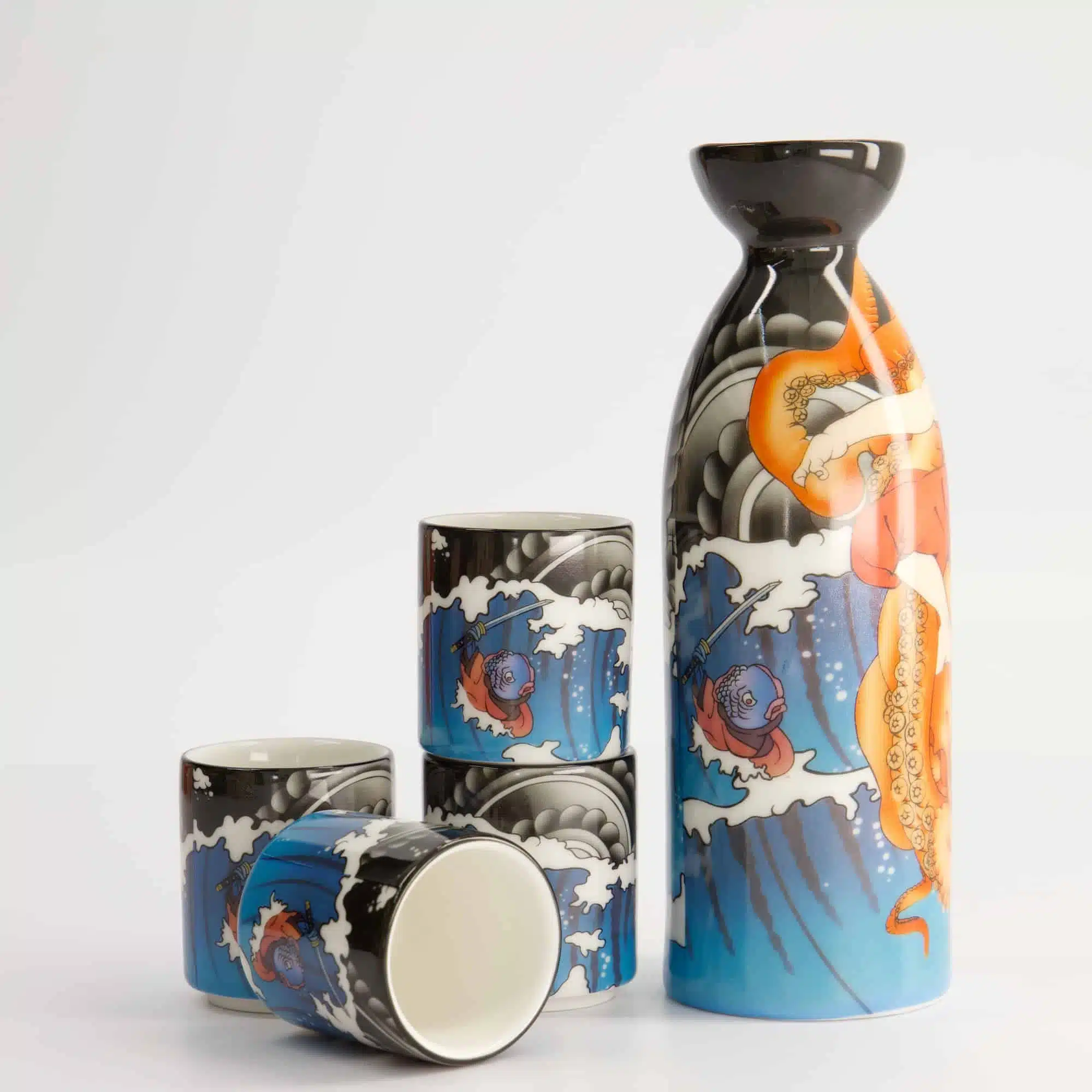 Sake sett, 4 kopper + karaffel "Yakusa Octopus" - Tokyo design studio bilde 5