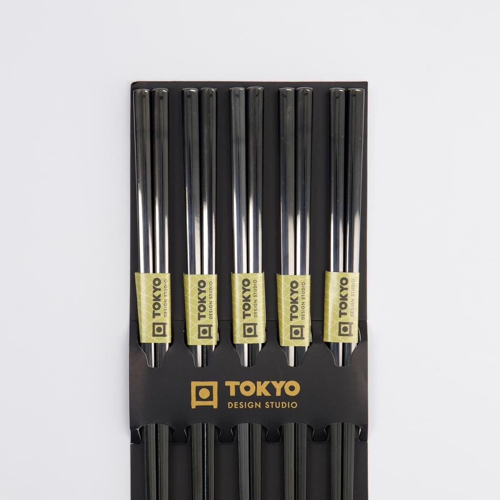 Spisepinner 5 par, rustfritt stål (sort) - Tokyo design studio bilde 4