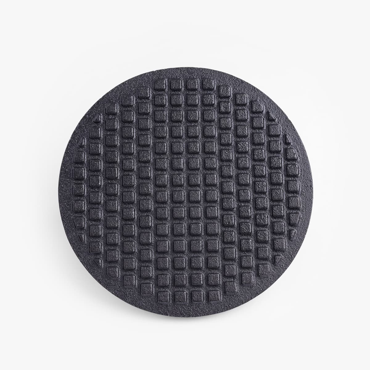 Grillpresse, støpjern med trehåndtak, rund, rutet bilde 3