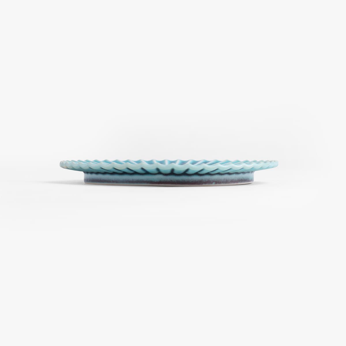Tallerken, liten, krysantemum (kiku), turkis matt, Ø16cm - Japansk porselen bilde 3