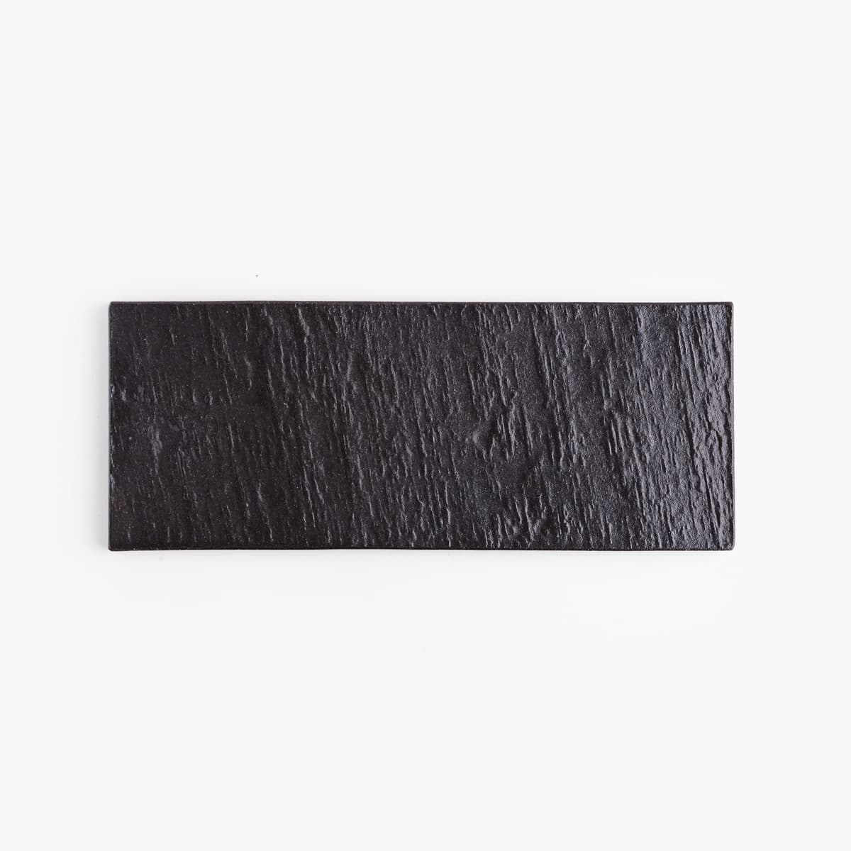 Fat, avlangt, svart keramikk (kokutō), 23 x 9cm - Japansk porselen bilde 2