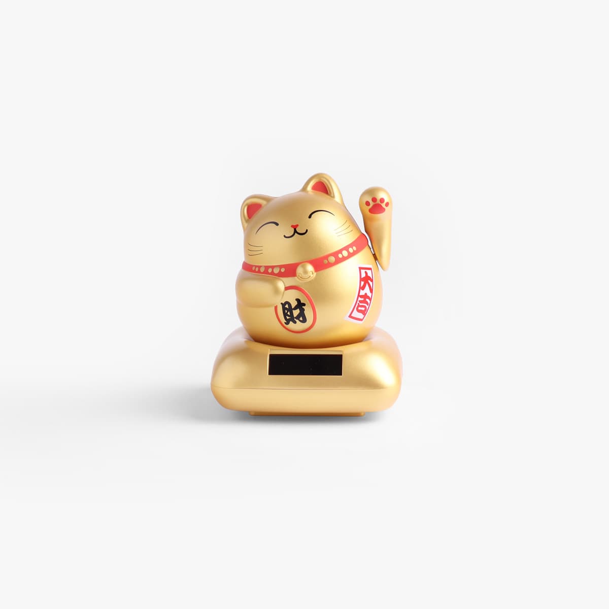 Lucky Cat, Marumaru (11,5cm høy), solcelle, gull - KOKUSAI