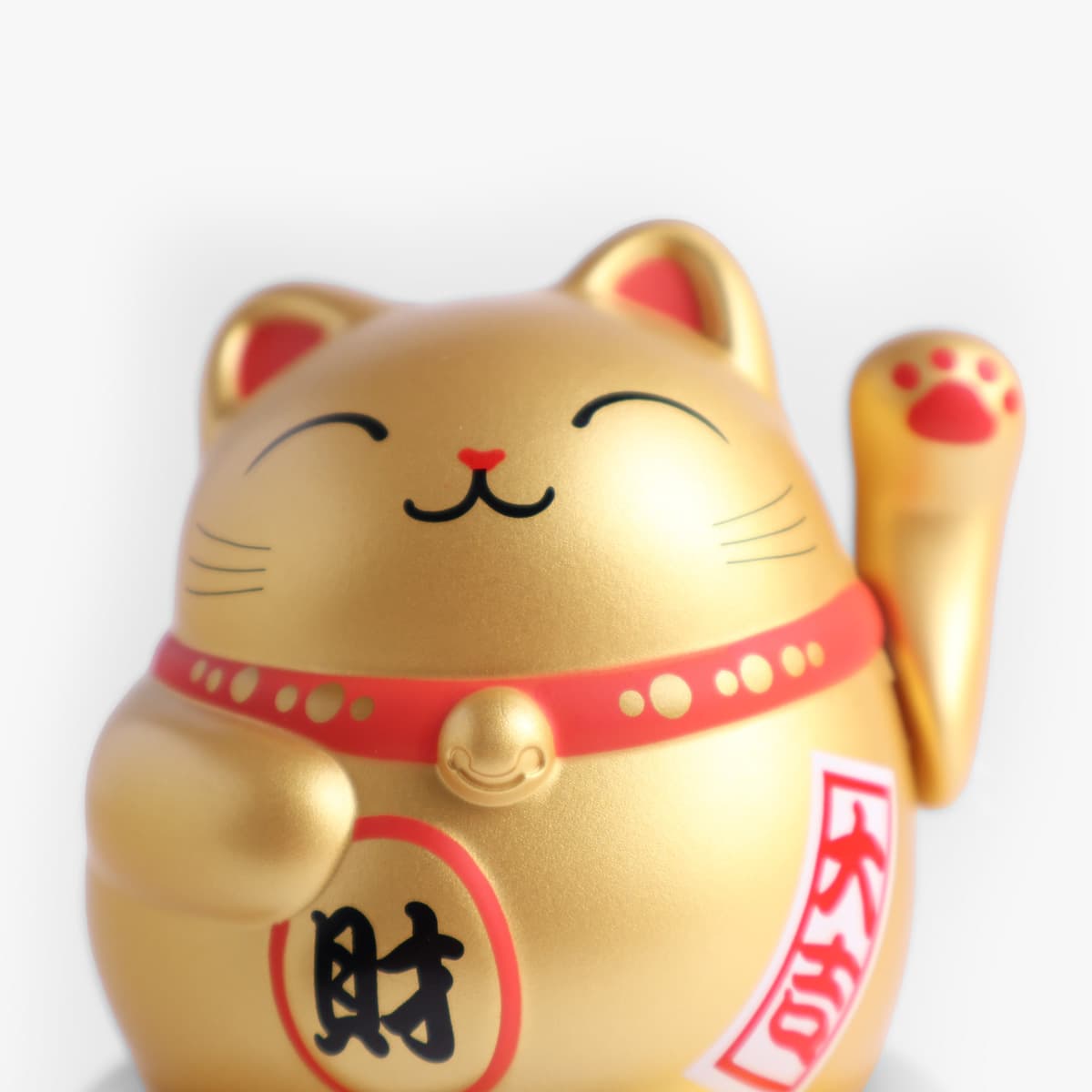 Lucky Cat, Marumaru (11,5cm høy), solcelle, gull - KOKUSAI bilde 2