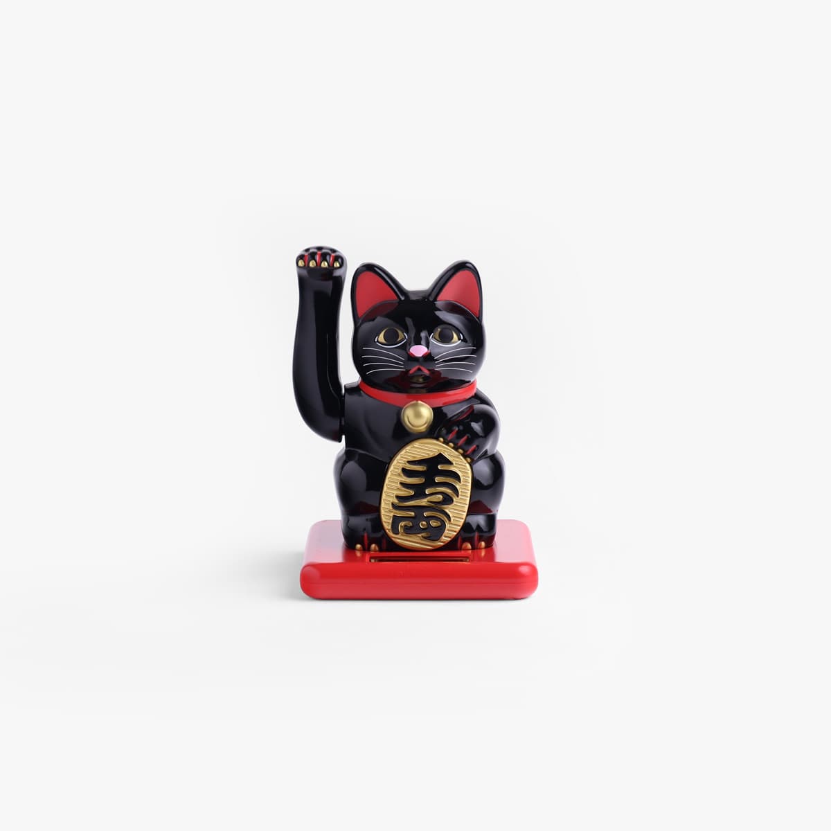 Lucky Cat, mini (11cm høy), solcelle, sort - KOKUSAI
