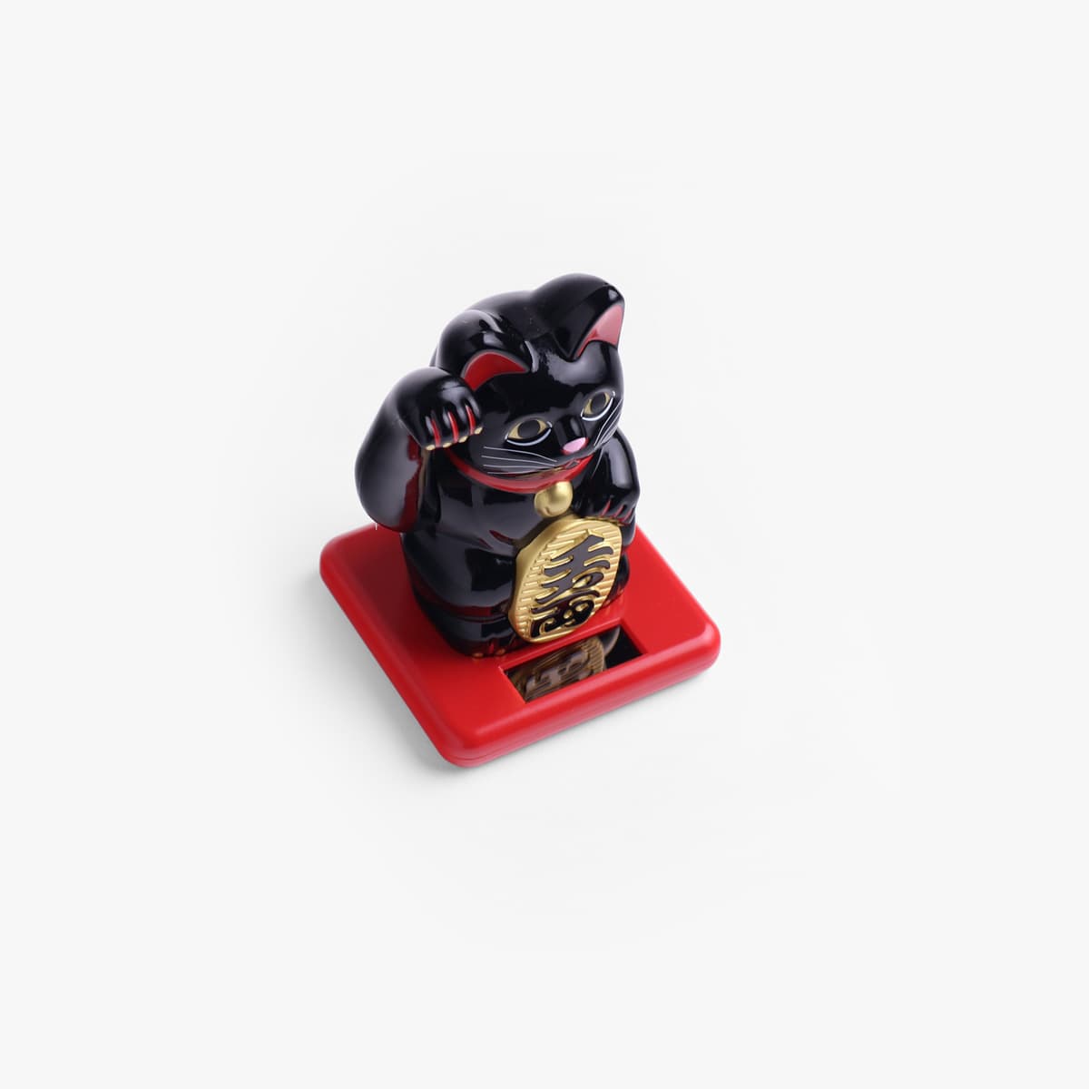 Lucky Cat, mini (11cm høy), solcelle, sort - KOKUSAI bilde 3