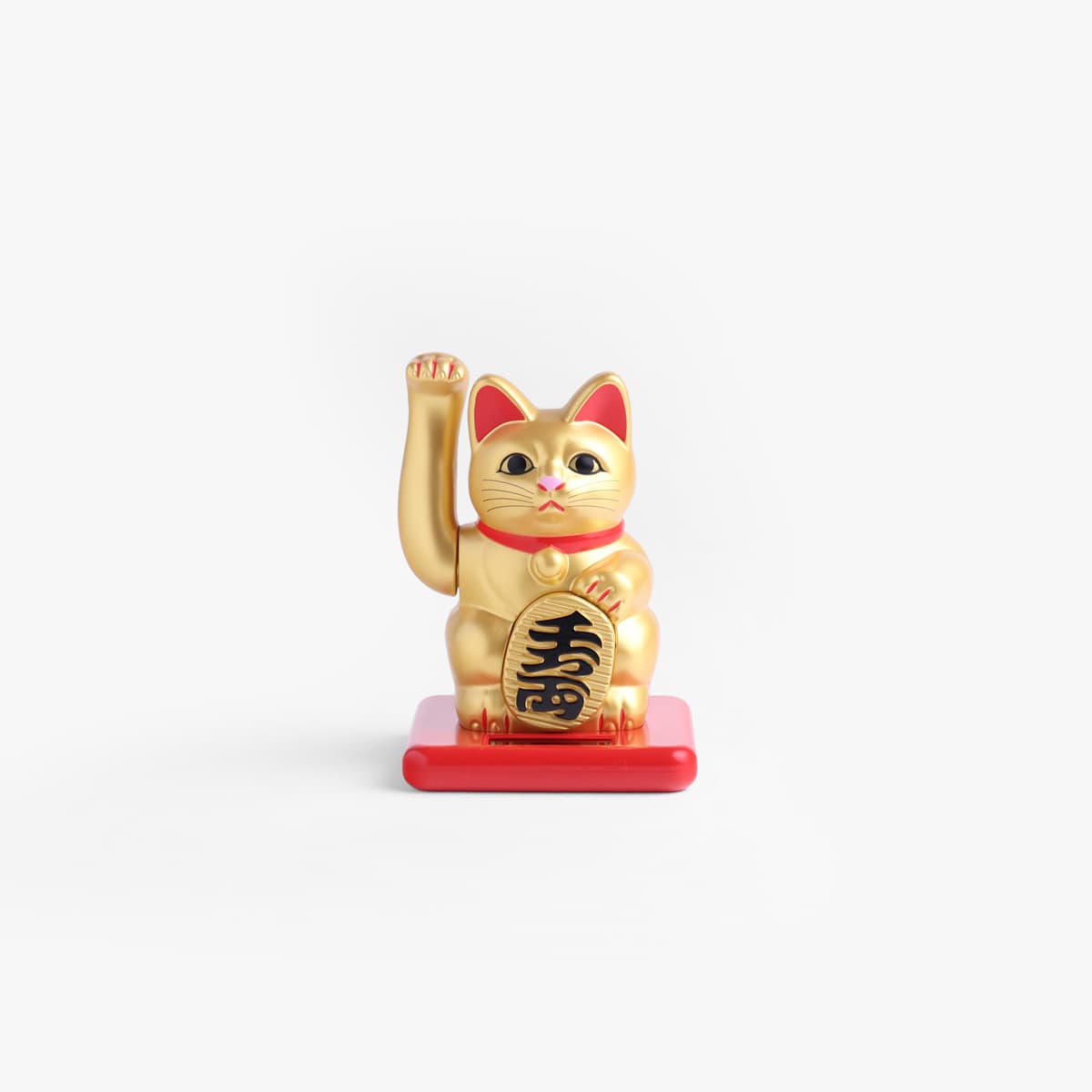 Lucky Cat, mini (11cm høy), solcelle, gull - KOKUSAI