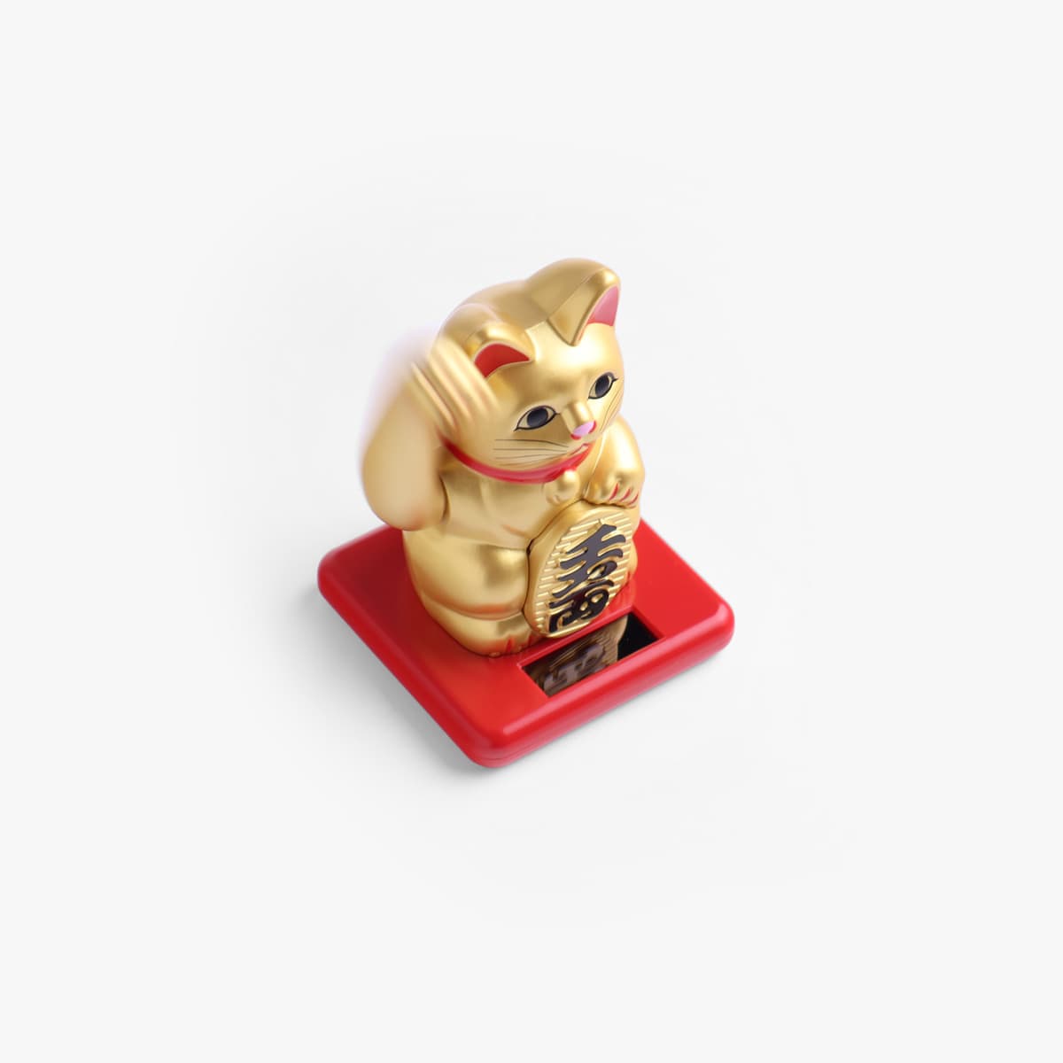 Lucky Cat, mini (11cm høy), solcelle, gull - KOKUSAI bilde 3