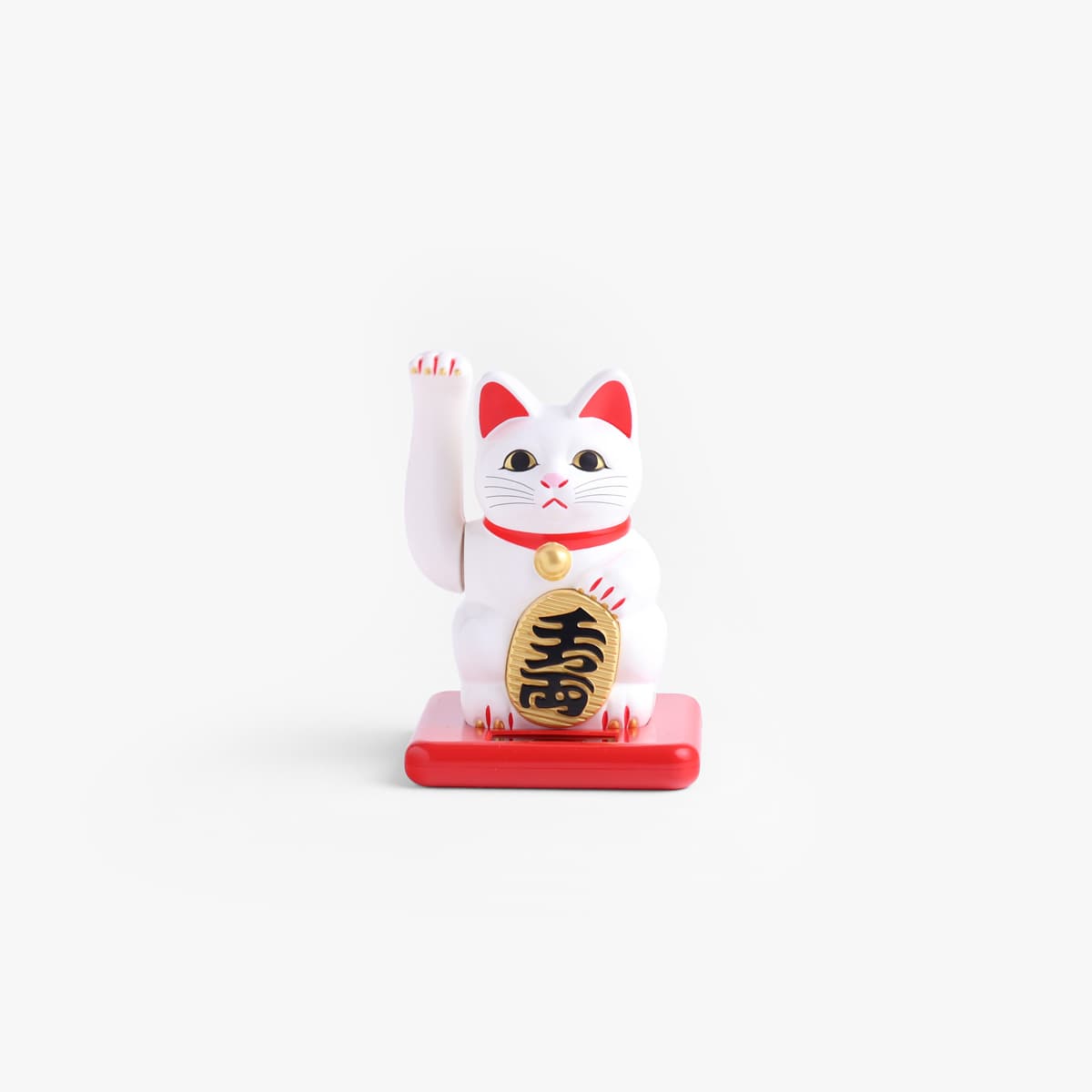 Lucky Cat, mini (11cm høy), solcelle, hvit - KOKUSAI