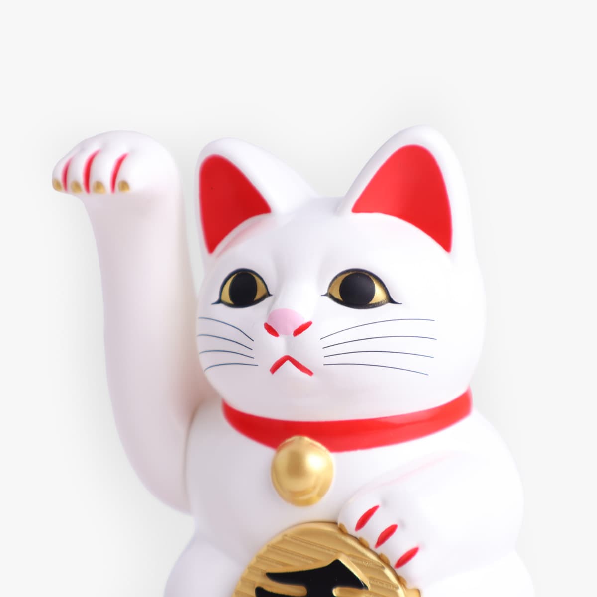 Lucky Cat, mini (11cm høy), solcelle, hvit - KOKUSAI bilde 2