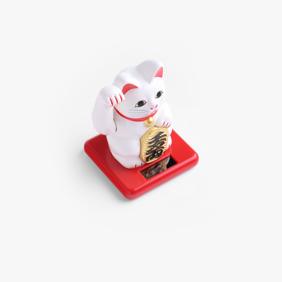 Lucky Cat, mini (11cm høy), solcelle, hvit - KOKUSAI bilde 3