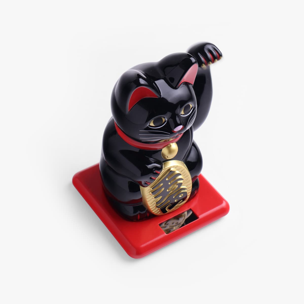 Lucky Cat, liten (16cm høy), solcelle, sort - KOKUSAI bilde 3