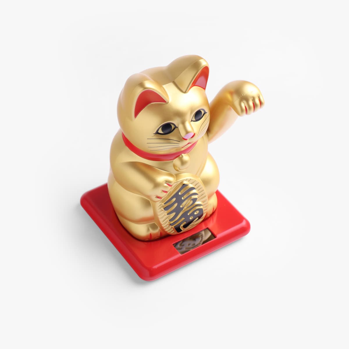 Lucky Cat, liten (16cm høy), solcelle, gull - KOKUSAI bilde 3