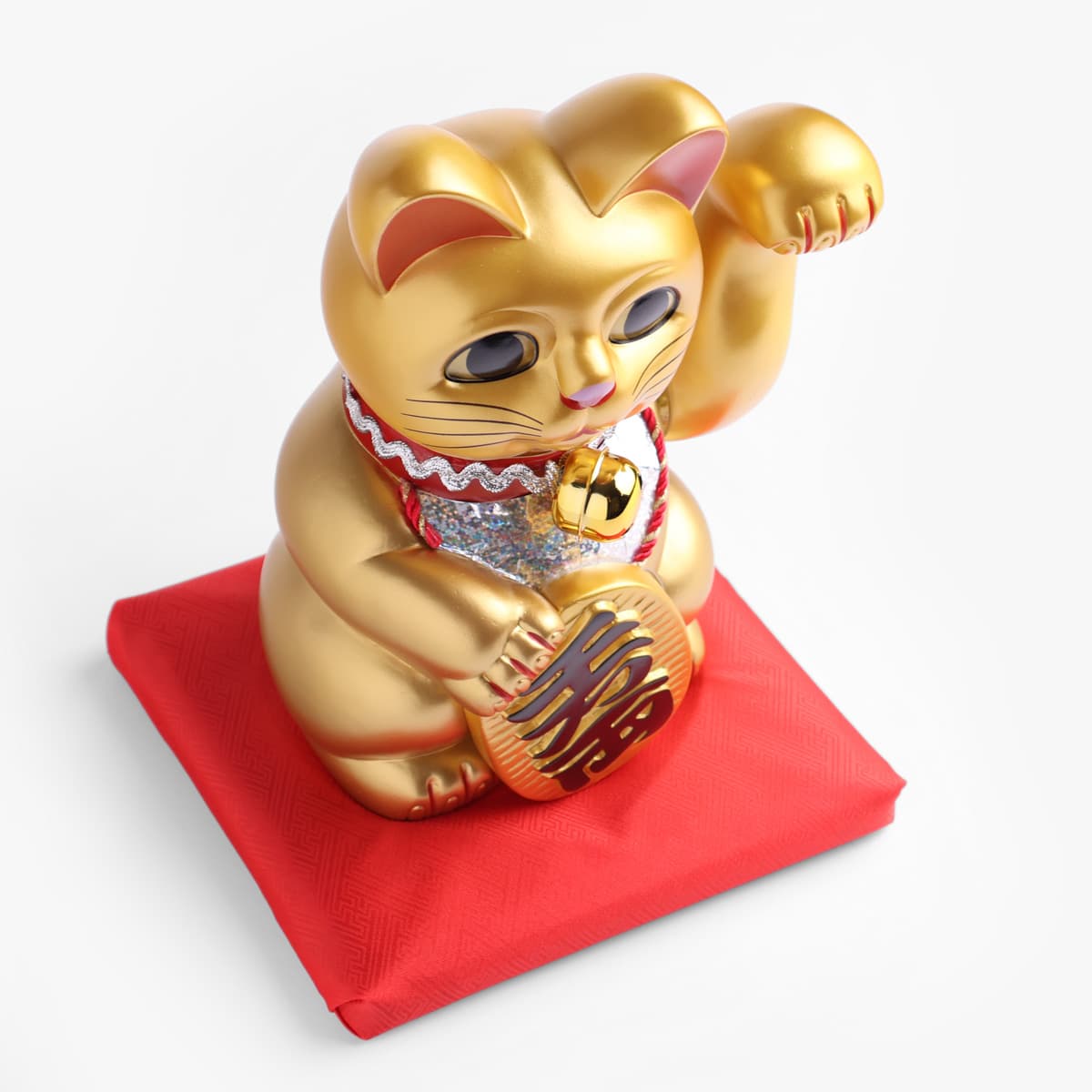 Lucky Cat (Maneki-neko), medium (22cm høy), solcelle, gull - KOKUSAI bilde 3