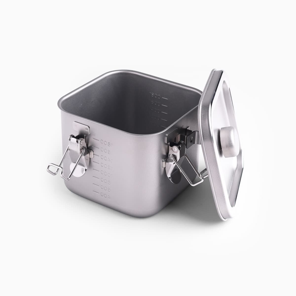 Matbeholder i stål med tett lokk, firkantet, 2,25L (14 × H12cm) - KOINU bilde 4