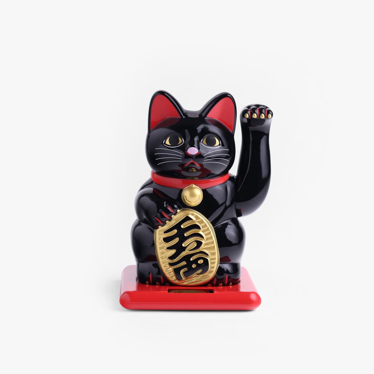 Lucky Cat, liten (16cm høy), solcelle, sort - KOKUSAI