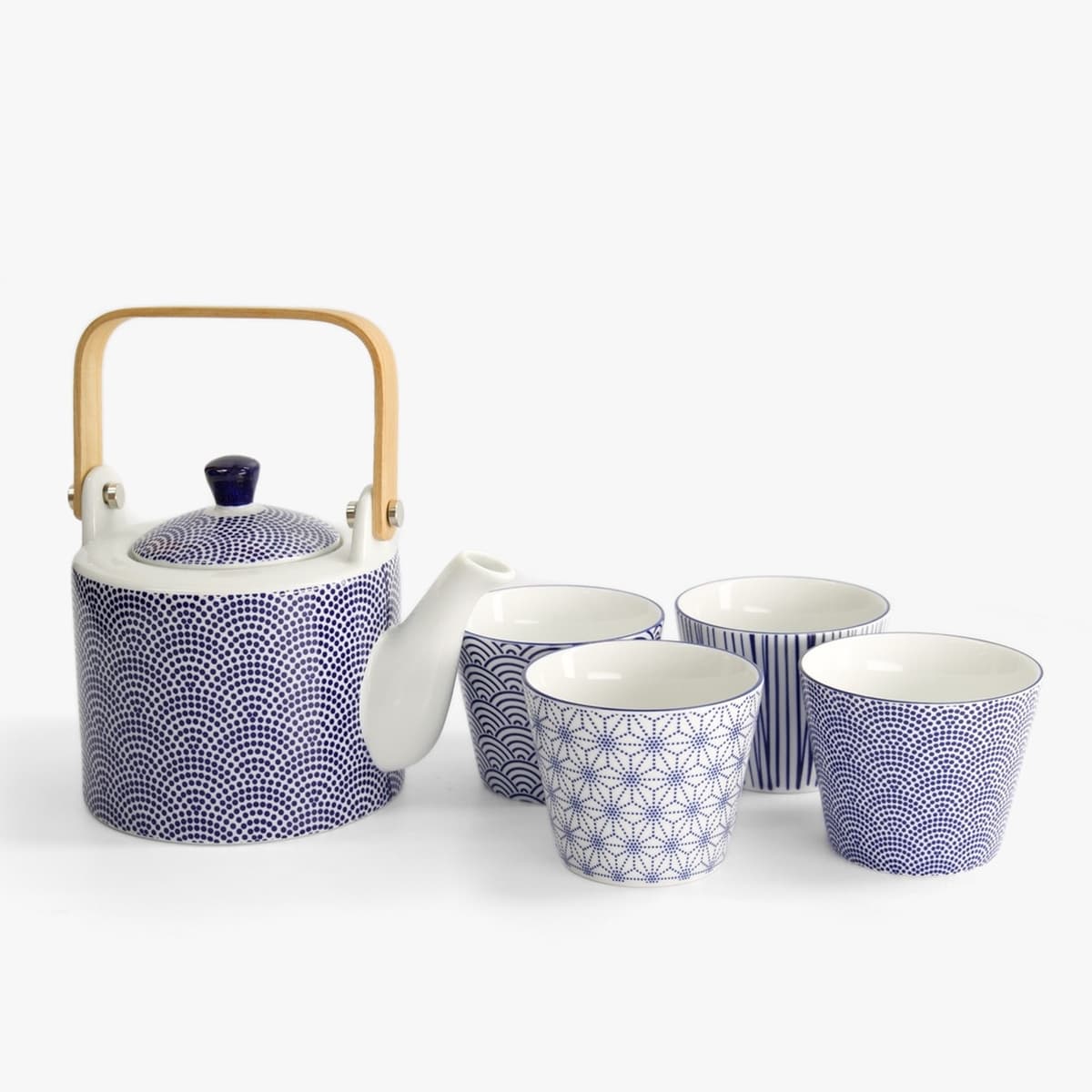 Nippon Blue Te sett i gaveeske, tekanne og 4 tekopper - Tokyo design studio