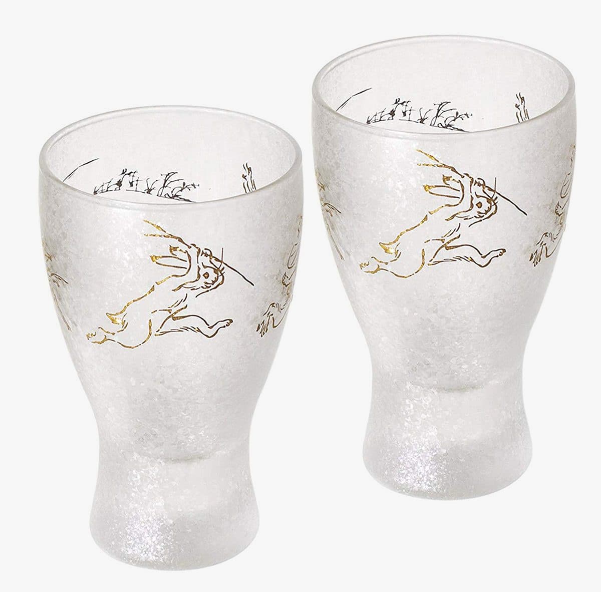 2. stk Sake glass - Fabeldyr - CHOJU-GIGA