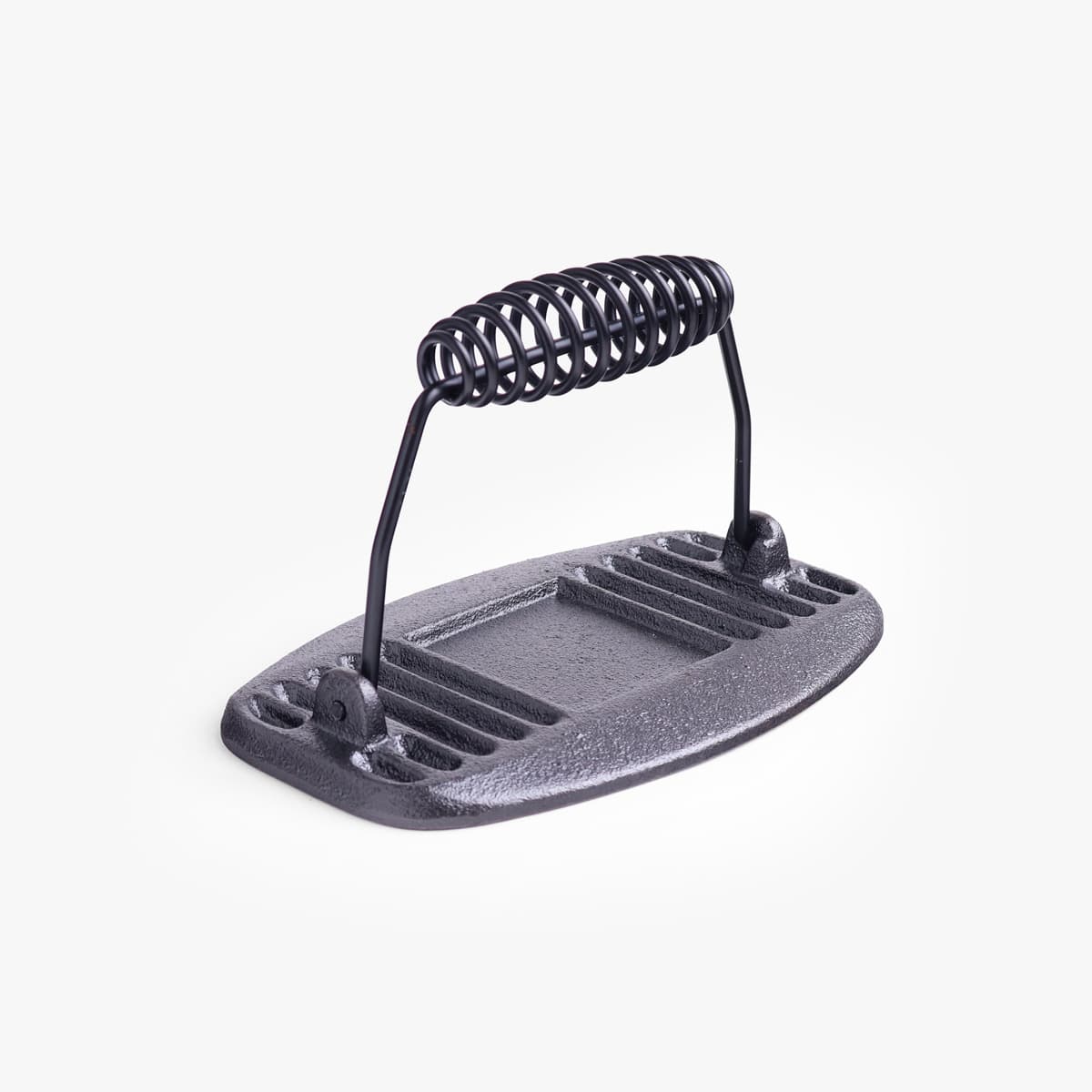 Grillpresse, støpjern med fjærhåndtak, oval