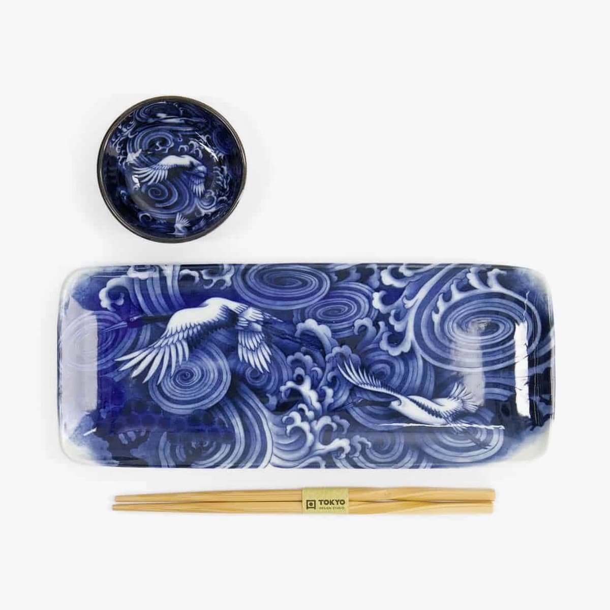 Japonism sushisett, Blå, 3 deler i gaveeske - Tokyo design studio