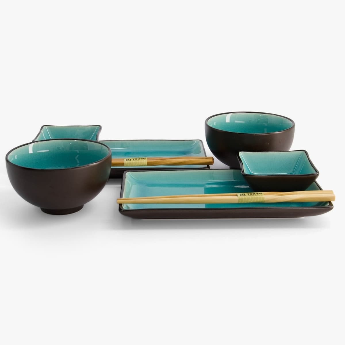 Glossy turkis sushisett 8 deler i gaveeske - Tokyo design studio