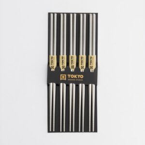 Spisepinner 5 par, rustfritt stål (sort) - Tokyo design studio
